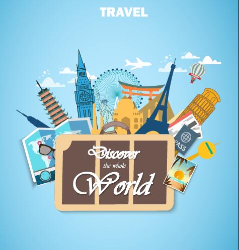 World air travel creative template vector