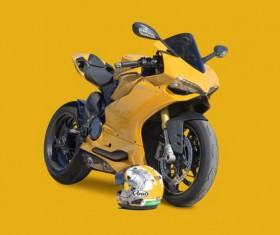 Yellow motorcycle Stock Photo