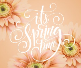 Yellow spring background with gerbera flower vector