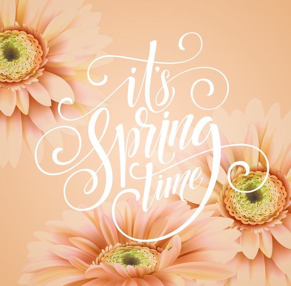 Yellow spring background with gerbera flower vector