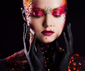 Young attractive girl in bright art-makeup HD picture 04