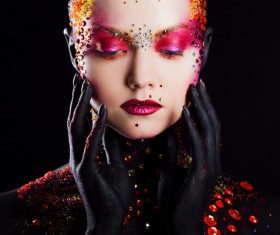 Young attractive girl in bright art-makeup HD picture 05