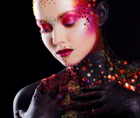 Young attractive girl in bright art-makeup HD picture 08