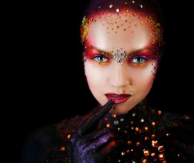 Young attractive girl in bright art-makeup HD picture 11
