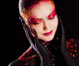 Young attractive girl in bright art-makeup HD picture 12