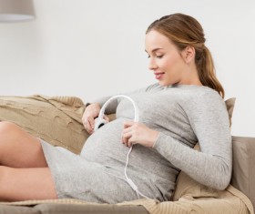 Young mothers prenatal education Stock Photo