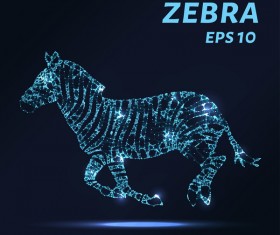 Zebra with points lines 3D vector