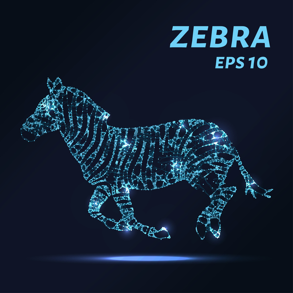 Zebra with points lines 3D vector
