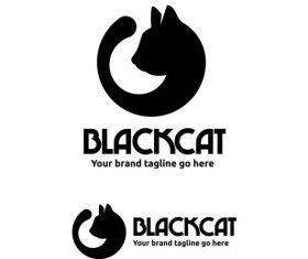black cat logo design vector
