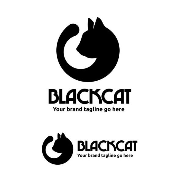 black cat logo design vector