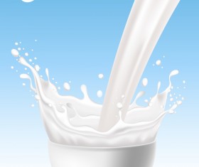 bowl with splash milk background vector