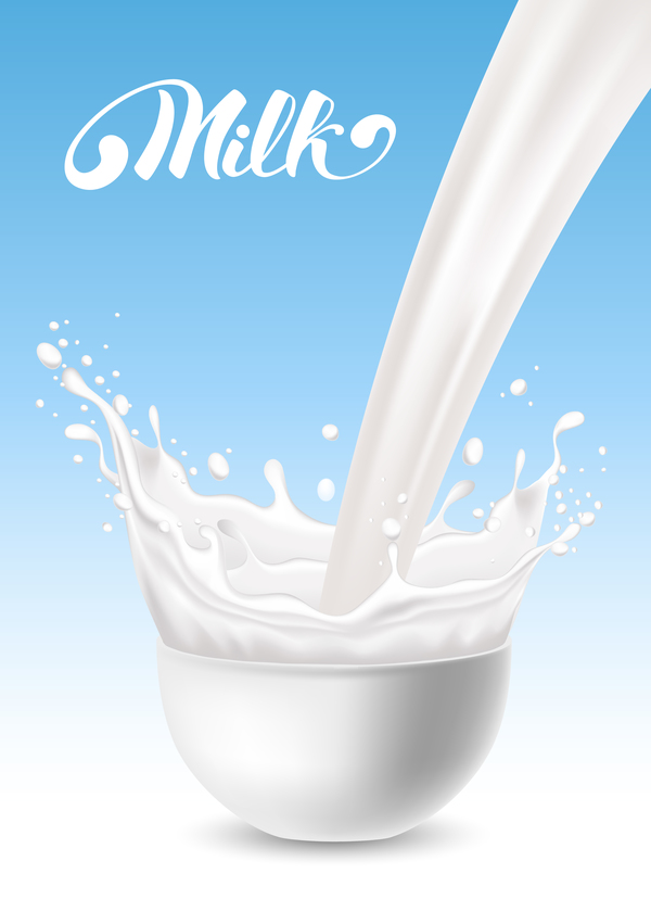 bowl with splash milk background vector