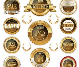 brown with golden badges and labels laurel wreath vector