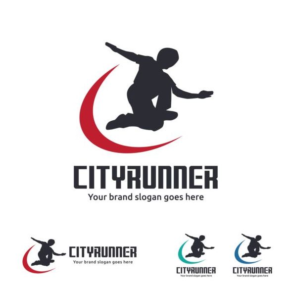 city runner logo design vector