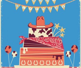 cowboy happy birthday background vector