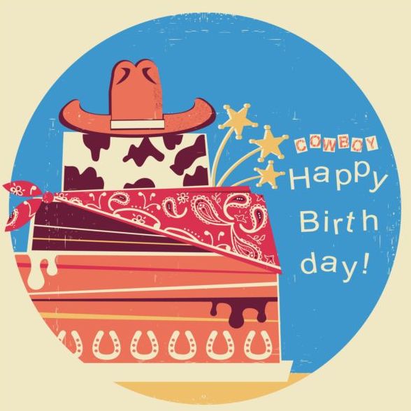cowboy happy birthday symbol vector