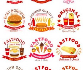 fast food labels design vector set 02