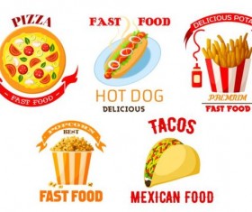 fast food labels design vector set 03