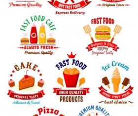 fast food labels design vector set 04