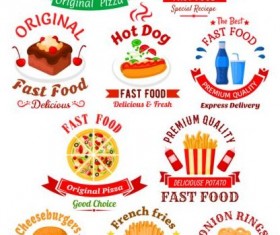 fast food labels design vector set 05