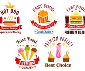 fast food labels design vector set 06