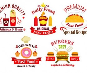 fast food labels design vector set 07