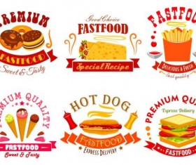 fast food labels design vector set 08