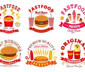 fast food labels design vector set 09