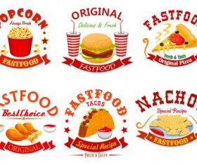fast food labels design vector set 11