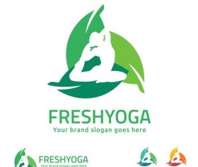 fresh yoga logo design vector
