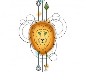 lion with decorative illustration vector