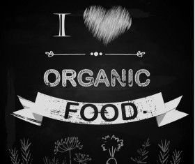 organic food with chalkboard background vector
