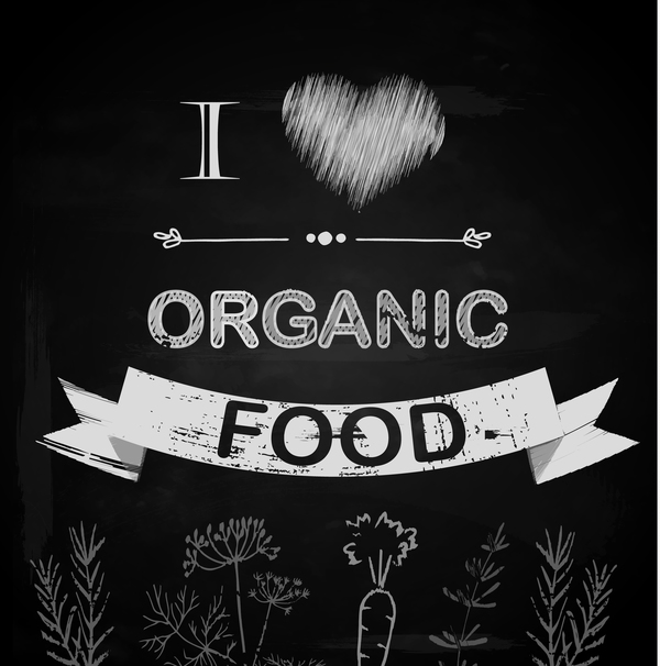 organic food with chalkboard background vector