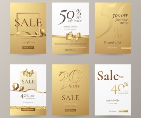 small golden sale banners vector