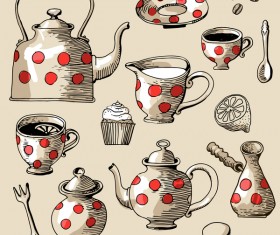 tea and coffee set vector