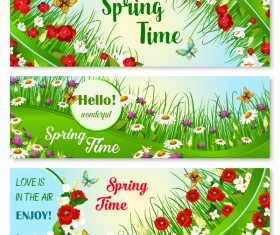 3 Kind spring flower banners vector