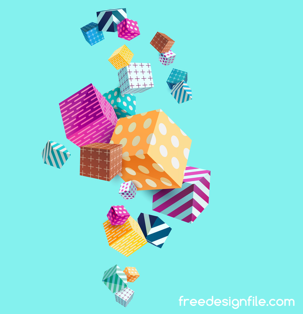 3D cube floral vector background