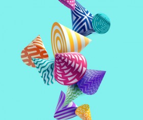 3D floral conical vector background 01