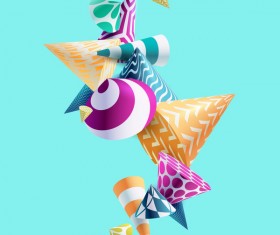 3D floral conical vector background 02