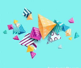 3D triangle floral vector background