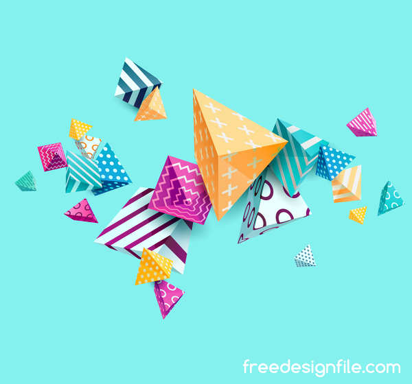 3D triangle floral vector background