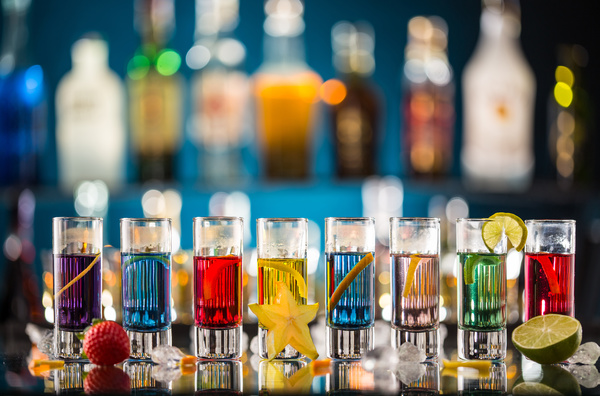 All kinds of colorful cocktails Stock Photo