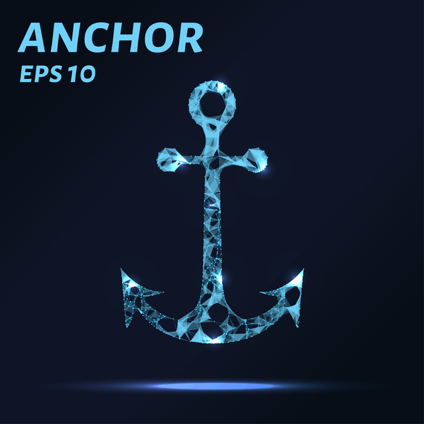 Anchor with points lines 3D vector