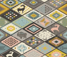 Animal with seamless pattern vector 02