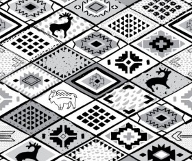 Animal with seamless pattern vector 04
