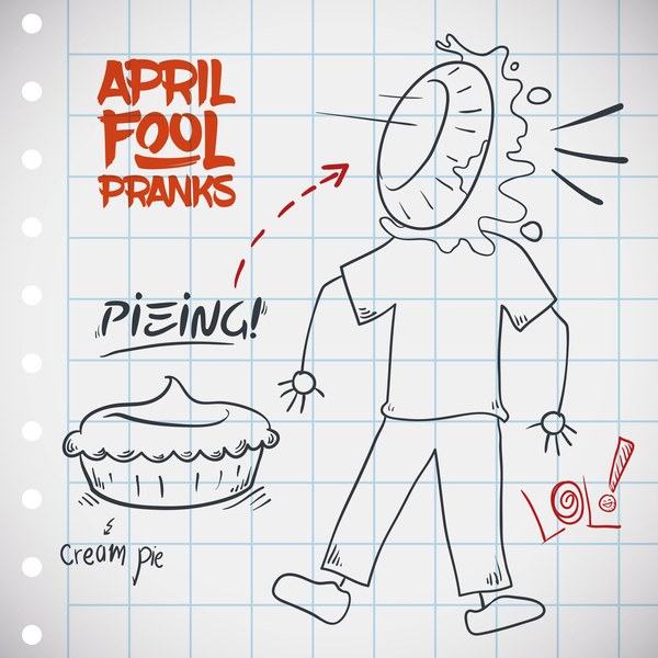 April fools prank hand darwing vector 01