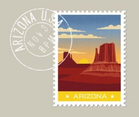 Arizona postage stamp template vector