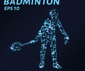 Badminton with points lines 3D vector