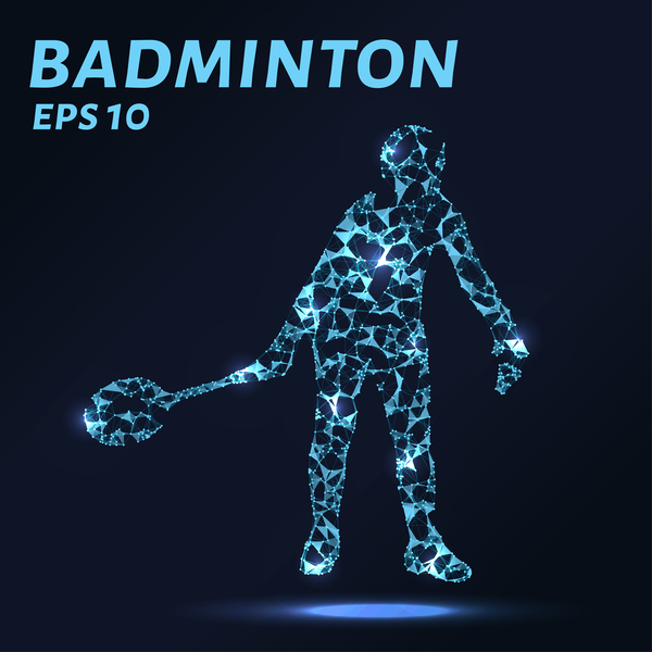 Badminton with points lines 3D vector