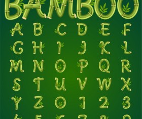 Bamboo alphabet with number vector